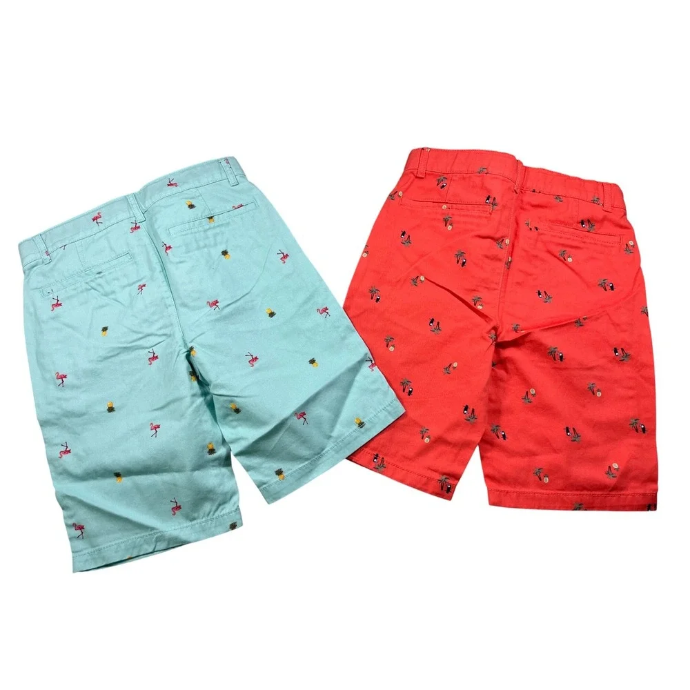 The Children's Place Boys Chino Shorts Lot Size 10 NWT Flamingo Palm Tree Tropic
